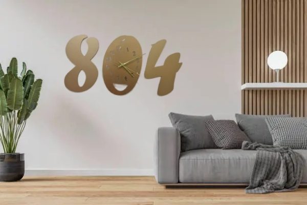 3D Wooden Wall Clock Golden Color | Elegant Home Decor Clock (Model 804)