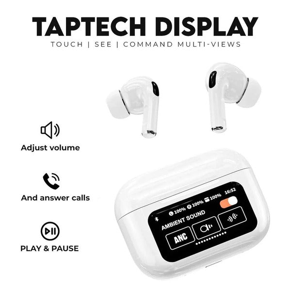 A9 Pro ANC Earbuds with Touch Screen Display