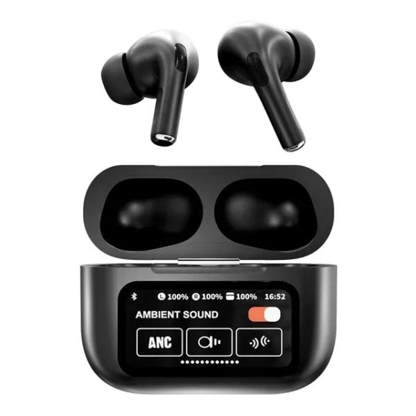 A9 Pro ANC Wireless Earbuds with Touchscreen Display – Smart Noise Cancelling Earbuds | Random Color | Bluetooth 5.4, 36H Playtime, Waterproof