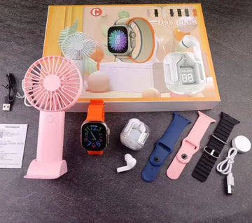 D96 Plus Smartwatch Combo LCD Display, Wireless Earphones, Health Tracking, Smart Notifications & Built-in Fan