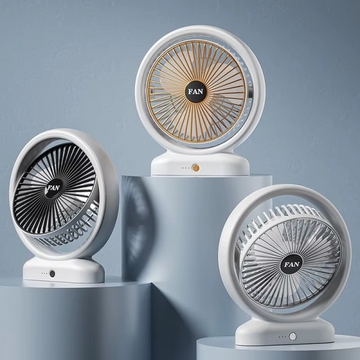 Rechargeable Desktop Mini Fan with 3 Speeds & Colorful LED Lights | Quiet USB Table Fan for Home, Office & Outdoor Use