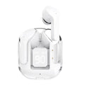 Wireless earbuds with charging case on a white background