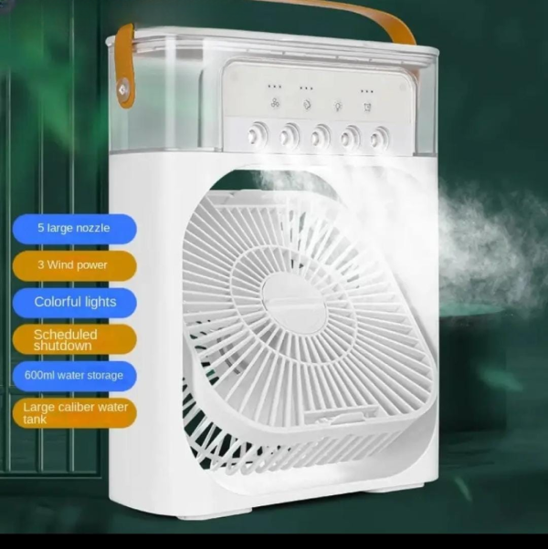 Portable Air Cooler Fan with LED Night Light | USB Type-C | Water Mist Spray | 600ml Tank 10W Mini AC