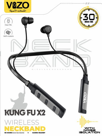 Vizo Kung Fu X2 Wireless Neckband Deep Bass, 30H Playback, Premium Sound & Comfort-Fit Bluetooth Headset